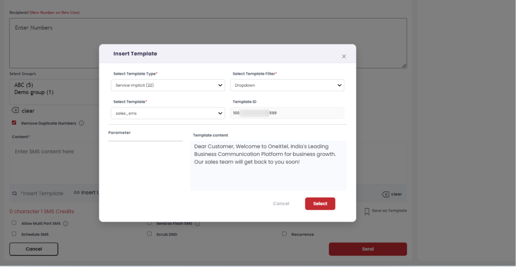 Quick English SMS – OneXtel Documentation