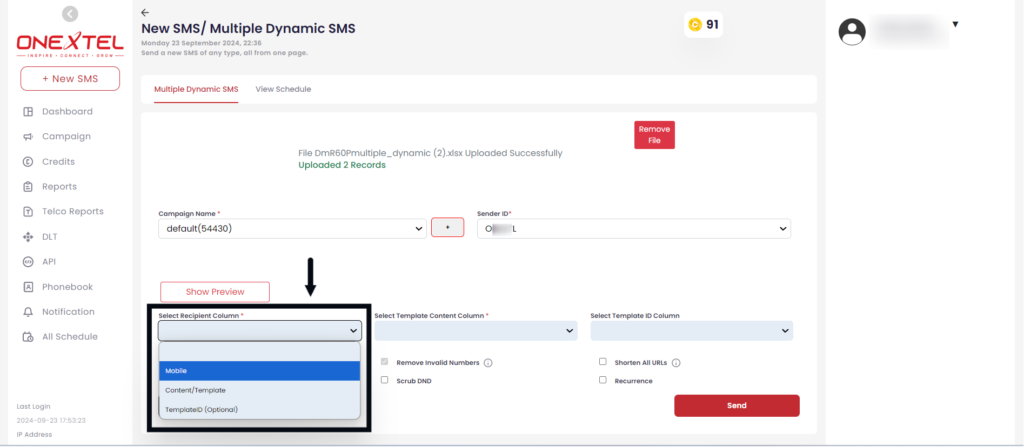 Multiple Dynamic SMS – OneXtel Documentation